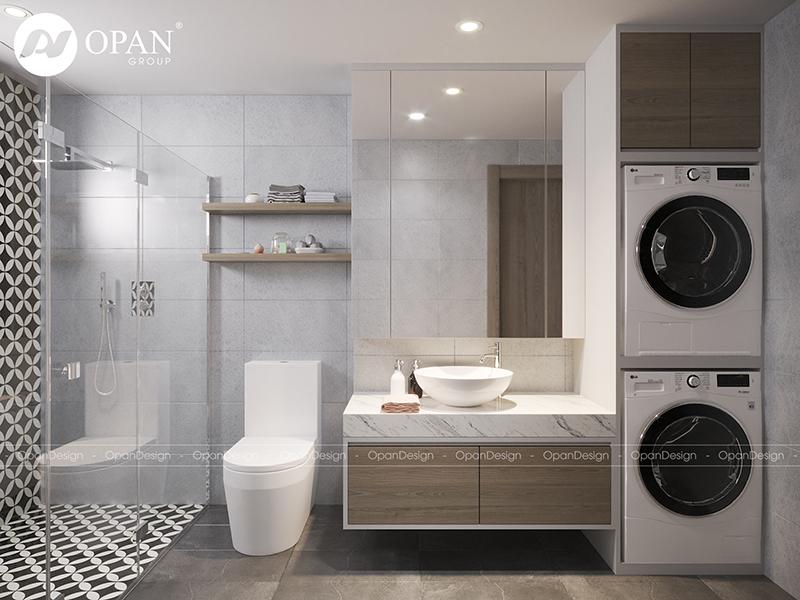 Gạch màu sáng và vật liệu phù hợp giúp phòng tắm 4m2 tươi sáng hơn